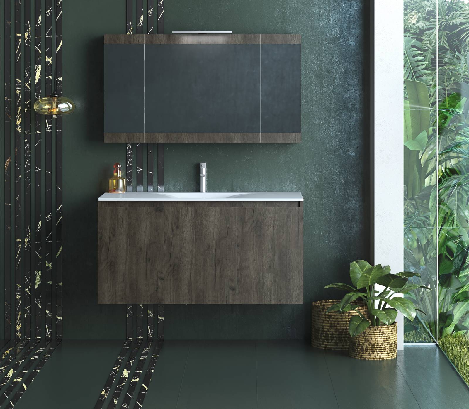 Σετ έπιπλο μπάνιου MAGNOLIA S 100 - Walnut