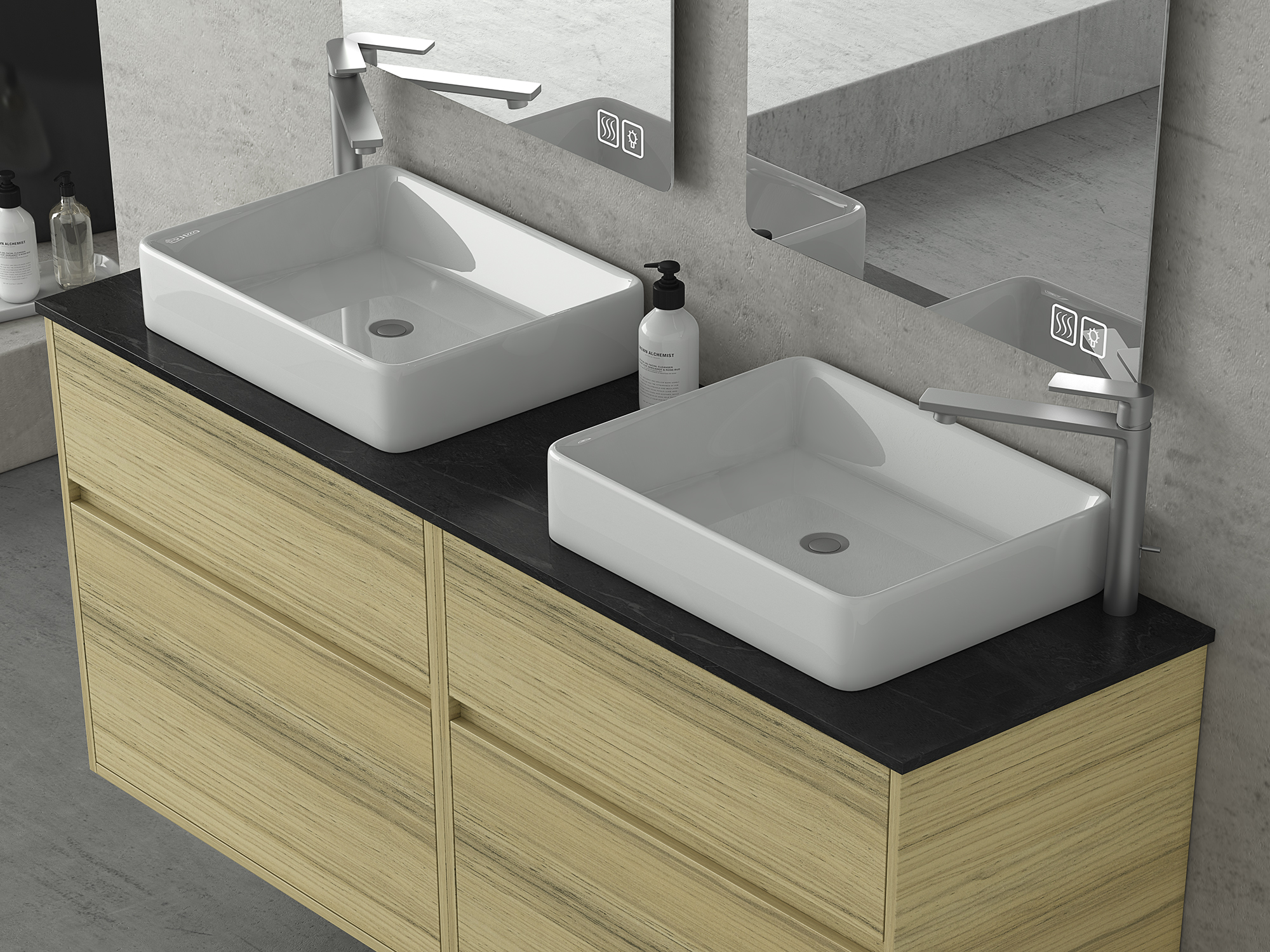 Σετ έπιπλο μπάνιου Instinct 150 Natural Oak Top - 2