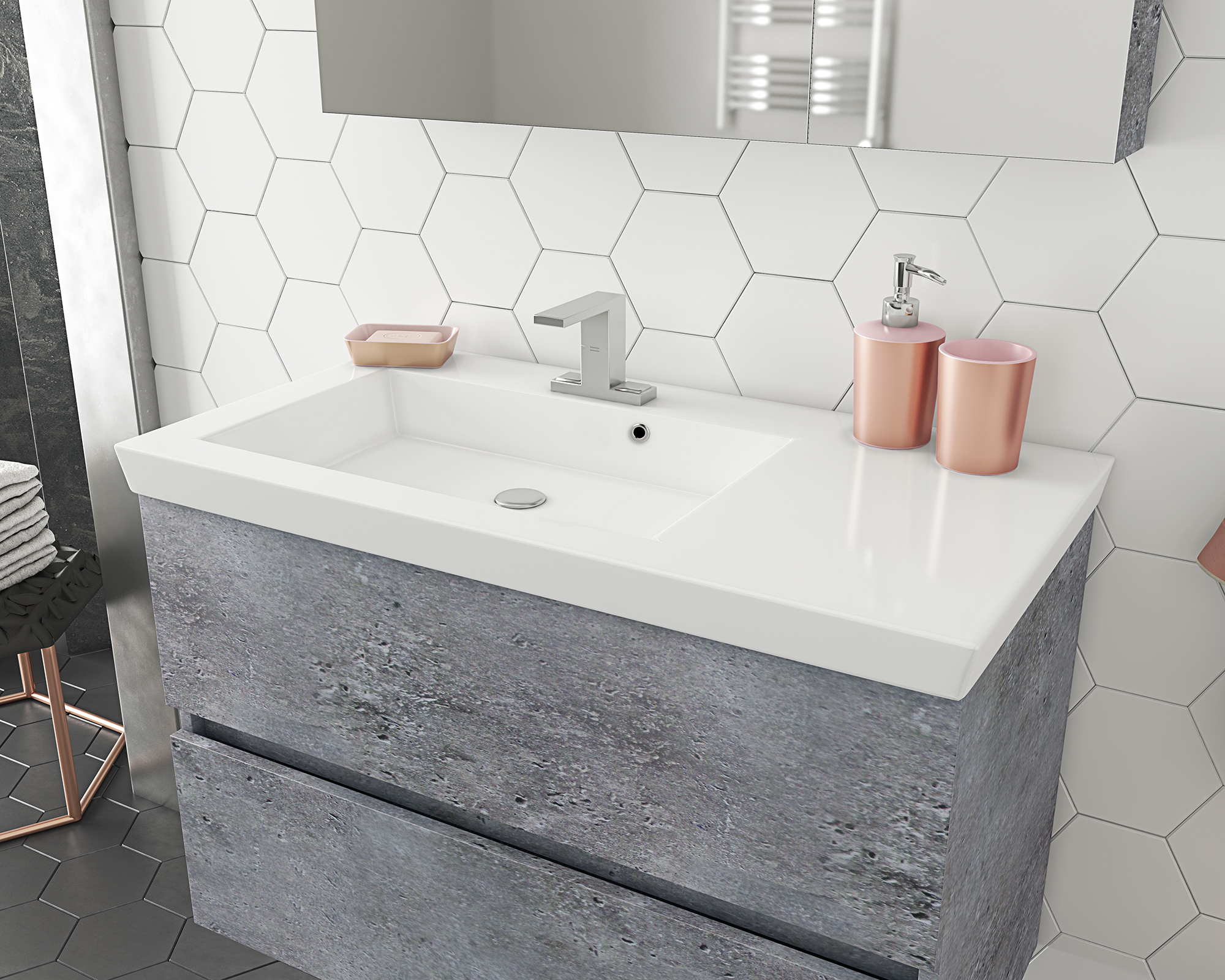 Σετ έπιπλο μπάνιου LUXUS 100 Granite
