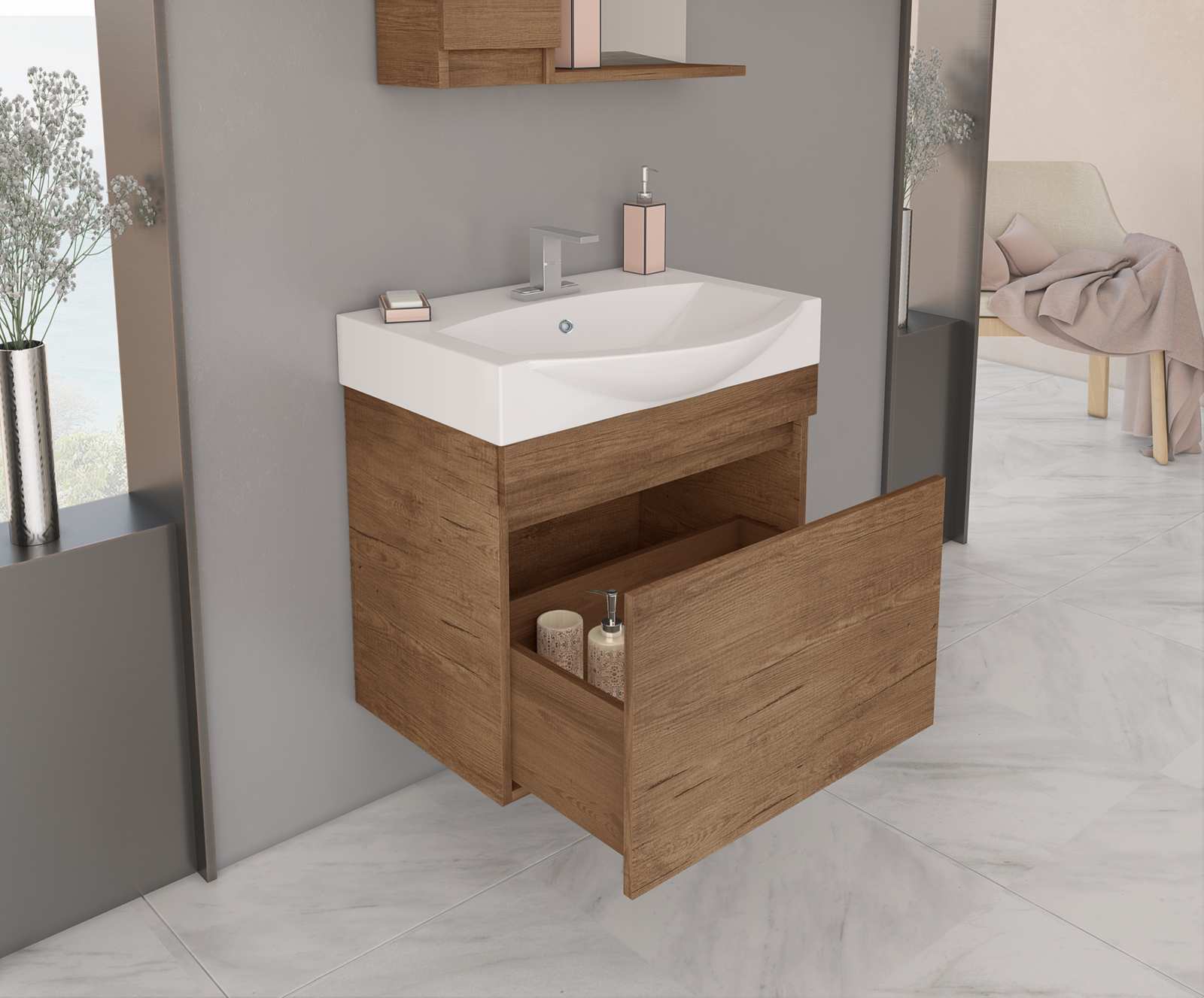 Σετ έπιπλο μπάνιου SENSO 65 PL Wood
