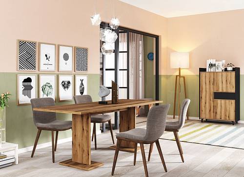 Σετ τραπεζαρίας Dawn - Coast Evoke Oak/Black (200x90x75 / 140x40x90)