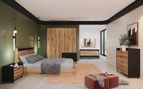 Σετ υπνοδωματίου Dawn - Coast Evoke Oak/Charcoal Flow