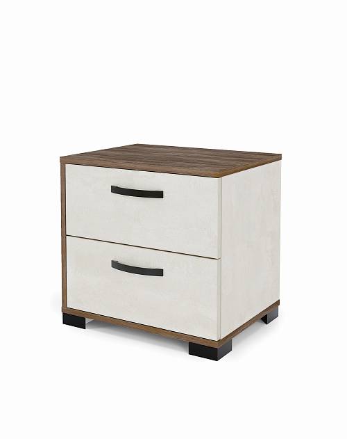 Κομοδίνο με 2 συρτάρια Lyon - Brandy Castello Oak/Silk Flow (50x36x55)