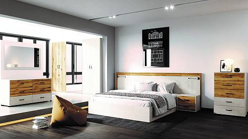 Σετ υπνοδωματίου Loft premium - Coast Evoke Oak/Silk Flow