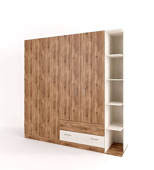 Ντουλάπα 4-φυλλη Dust - Brandy Castello Oak/Silk Flow (210x60x220)