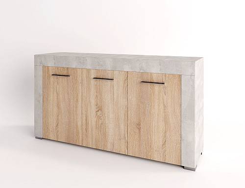Μπουφές Byron - Concrete Flow/Light Sonoma Oak (157x41x82)