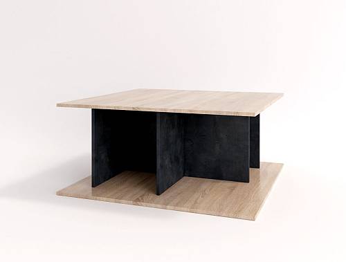 Τραπεζάκι σαλονιού Starlight - Light Sonoma Oak/Charcoal Flow (90x90x40)