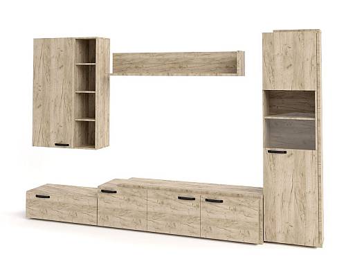 Σύνθεση σαλονιού Chess - Grey Craft Oak (310x40/30x200)