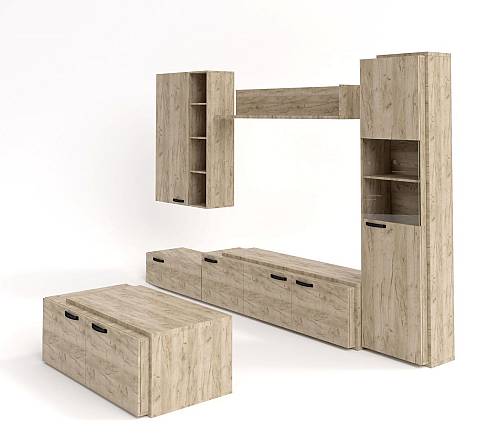 Σετ σαλονιού Chess - Grey Craft Oak (310x40/30x200) (120x60x45)