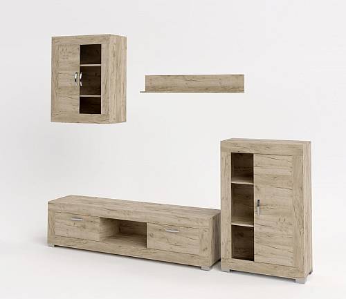 Σύνθεση σαλονιού Sofia - Grey Craft Oak (260x40x190)