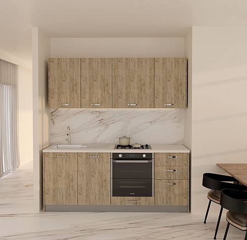 Έτοιμη κουζίνα Selena 195 - Grey Craft Oak (195x32/58)