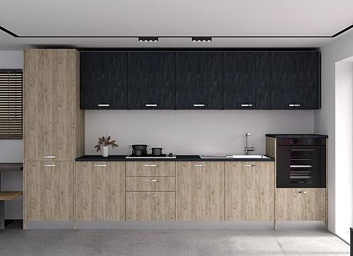 Έτοιμη κουζίνα Queen 360 - Grey Craft Oak/Charcoal Flow (360x32/58)
