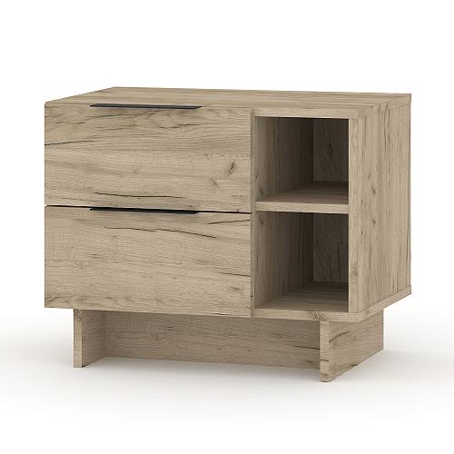 Κομοδίνο με 2 συρτάρια και 2 ράφια Rain - Grey Craft Oak (55x35x45)