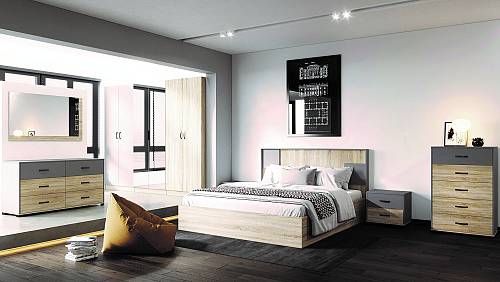 Σετ υπνοδωματίου Brooklin premium - Graphite Grey/Vintage Harbour Oak