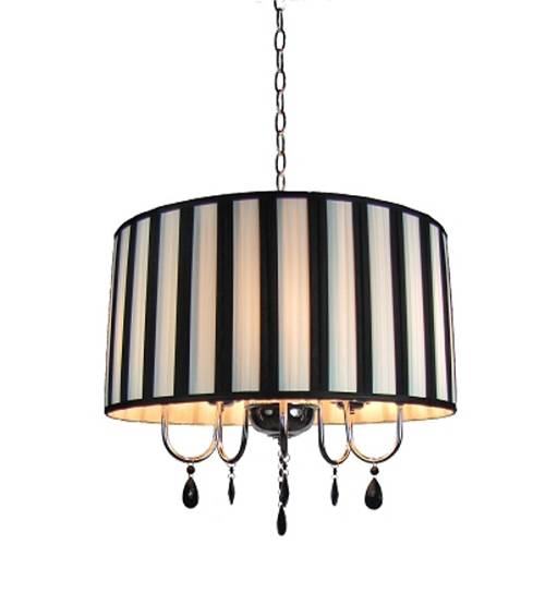 Πολυέλαιος Νίκελ με 5 Φώτα, Καπέλο Λευκό & Μαύρο SD683