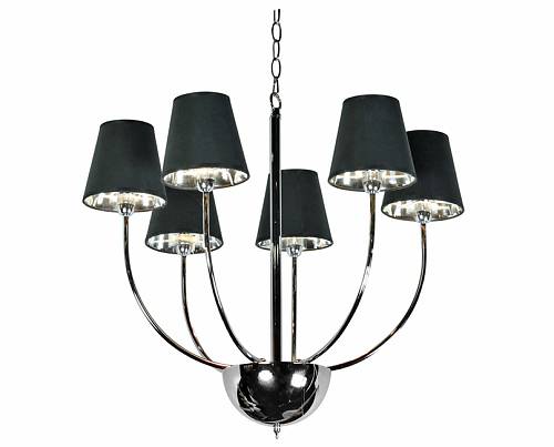 Πολυέλαιος Νίκελ με  6 Φώτα, Καπέλα Μαύρο/Ασημί  SD685