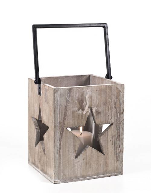 Ξύλινο RUSTIC Φωτοφόρο με Γυαλί Ντεκαπέ (L) HT271