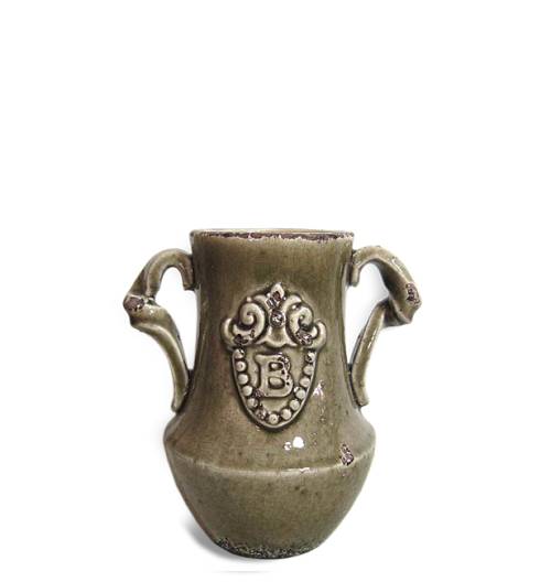 Κεραμικό βάζο με  λαβέσ σε  καφε χρ. CT295