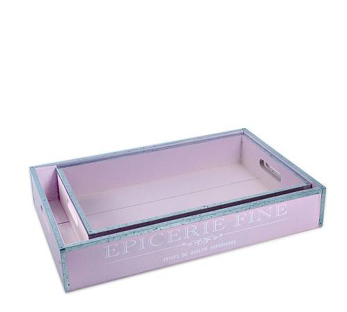 Ξύλινοι Δίσκοι από Μέταλλο SHABBY CHIC Λιλά σετ/2  PK139