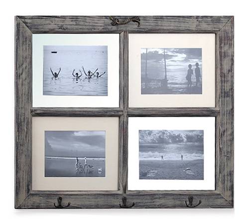 4πλή Φωτ/θήκη  με  κορνίζα/κρεμάστρα παλαιωμένο καφέ KO127