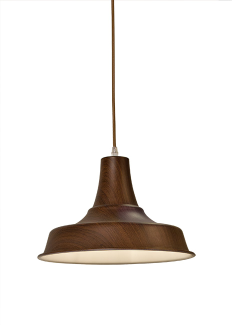 Vintage φωτιστικό με καπέλο αλουμινίου σε απομίμηση ξύλου. Δ.36x22cm LS140