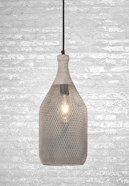 Φωτιστικό Φιάλη, καπέλο δίχτυ στο χρώμα του τσιμέντου. Φ20.5 Χ 40.6CM MR104