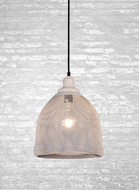 Φωτιστικό καμπάνα, καπέλο δίχτυ χρώμα λευκού τσιμέντου. MR105