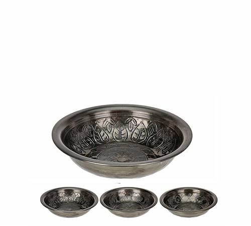 Μικρό μπώλ αλουμινίου σχ.Arabesque (3σχ.) σε μαύρο/λαδί χρμ.,17cm HM578