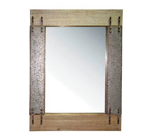 Καθρέπτης από ξύλο & παλαιωμένο γαλαβανιζέ σε loft design ID154