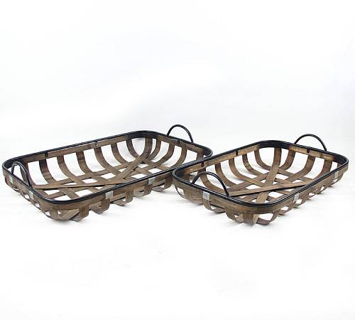 Παραλ/μοι δίσκοι Bamboo μεταλλικό χερούλι, Σ/2, καφέ GR434