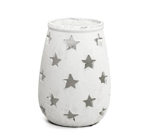 Κεραμικό φανάρι με αστέρια σε ματ λευκό χρ.,25,5cm GA211