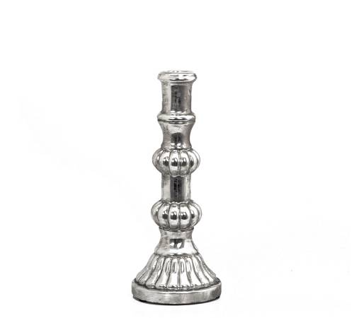 Κηροπήγιο σχ.μπουλ, με παλαιωμένο φινίρισμα ασημί, 28,5cm GA221