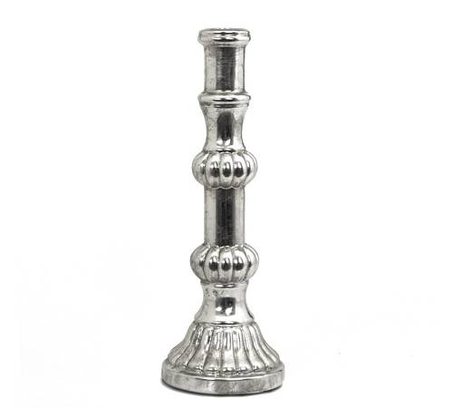 Κηροπήγιο σχ.μπουλ, με παλαιωμένο φινίρισμα ασημί, 35cm GA222