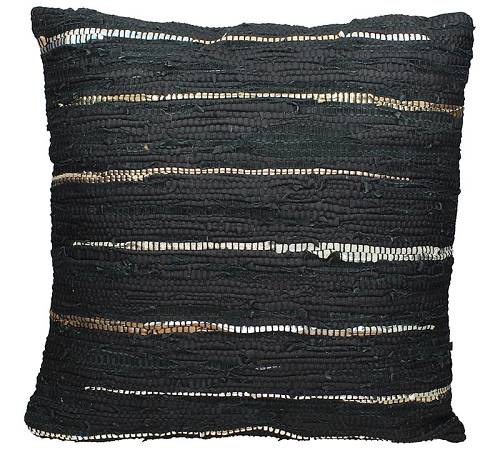 Μαξιλάρι από δερμάτινο κιλίμι, μαύρο/χρυσό, 60cm WER-5478