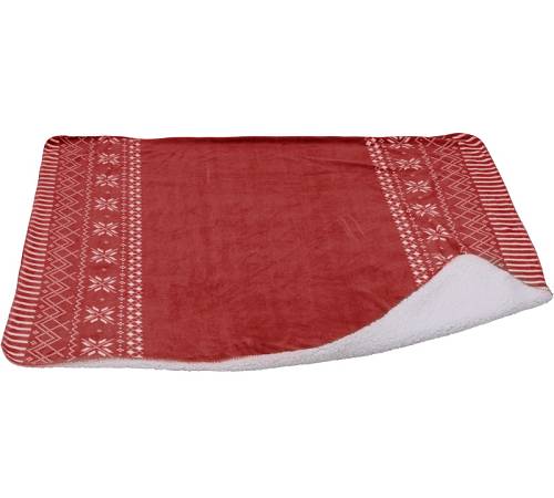 Ριχτάρι φλις&sheepskin κόκκινο με λευκά εντελβάις, 150x130cm HM795