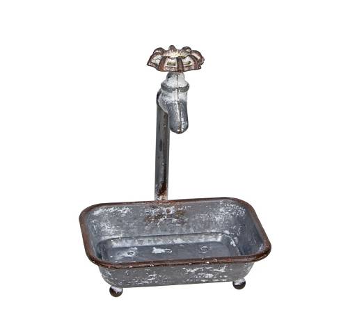 Μεταλ.σαπουνοθήκη σχ.βρύση, γκρι,16.5x21cm ID171