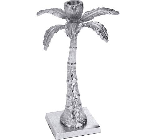 Κηροπήγιο σχ.φοίνικας από αλουμίνιο, ασημί 26cm HM942