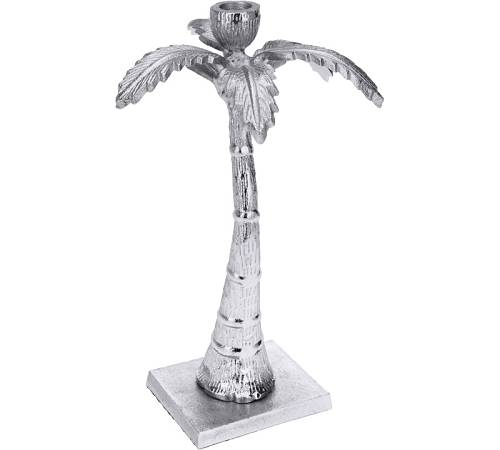 Κηροπήγιο σχ.φοίνικας από αλουμίνιο, ασημί 32cm HM943