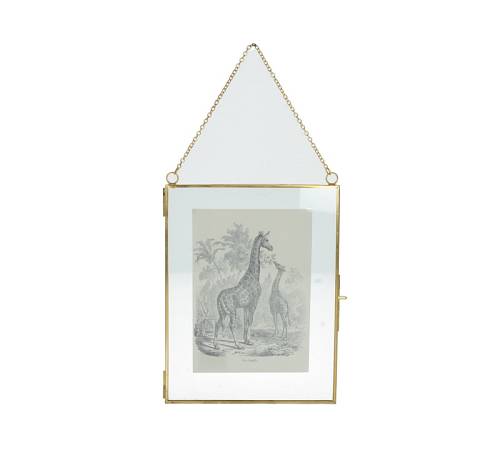 Επίτοιχη φωτ/θήκη γκραβούρα,μπρούτζινη κορνίζα  σχ.καμηλοπάρδαλη 13x18cm XET-2922