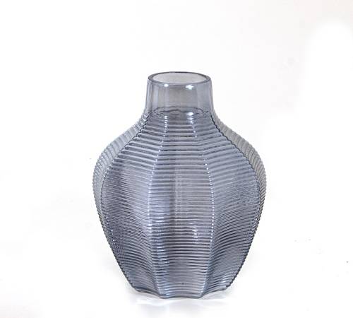 Γυάλινο βάζο ιριδίζον μπλε, 17.5x21cm BL267