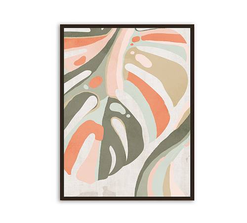 Πίνακας "Monstera" σε αποχρώσεις λαδί & πορτοκαλί,κορνίζα MDF,60x90cm PI327