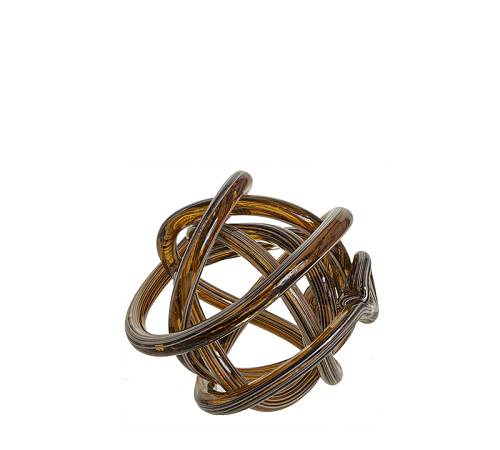 Γυάλινος διακοσμητικός κόμπος μελί,12cm GL554