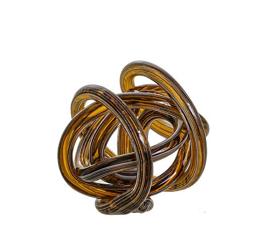 Γυάλινος διακοσμητικός κόμπος μελί,15cm GL555