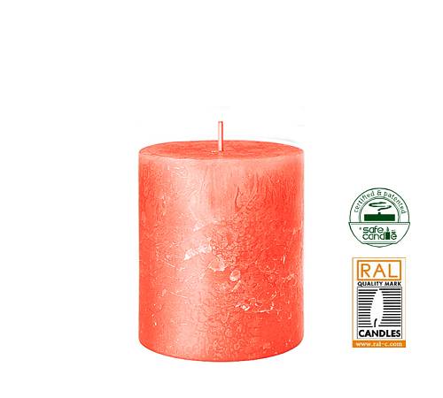 Κερί κορμός ρουστίκ, κοραλί,7x8cm WL222