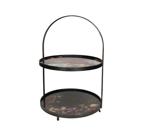 Μεταλλική 2-όροφη εταζέρα με baroque print, 34,5x55cm XET-5826