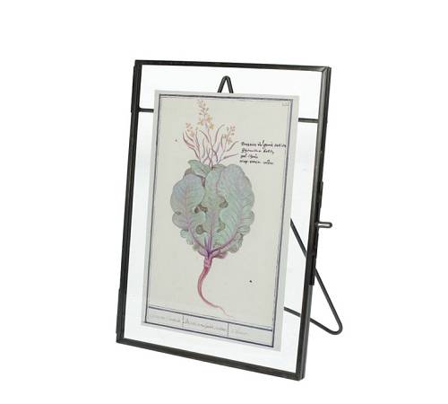 Γυάλινη φωτ/θήκη,μπρούτζινη κορνιζα σε μαύρο χρ.,10x15cm XET-2916