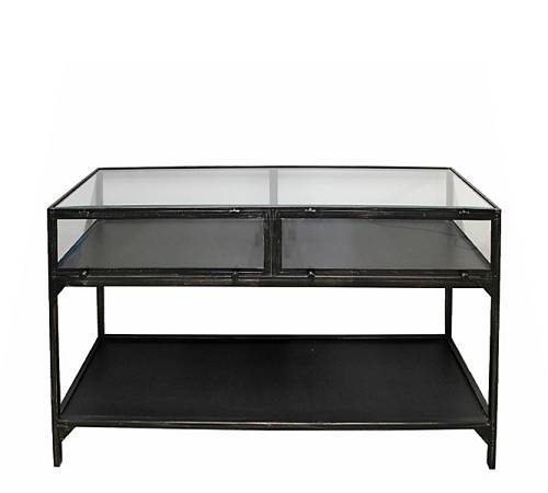 Κονσόλα/βιτρίνα από γυαλί και σίδερο σε μαυρο χρ.137x73cm XET-3543