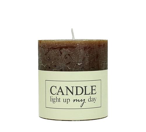 Κερί κορμός σαγρέ καφέ 7x7x7.5cm WER-0730