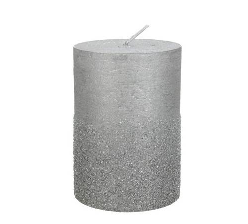 Κερί κορμός ασημί μεταλλικό με glitter, 7x7x10cm XET-3412