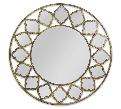 Στρογγυλός καθρέπτης,χρυσή κορνίζα "Moroccan",95cm HT565